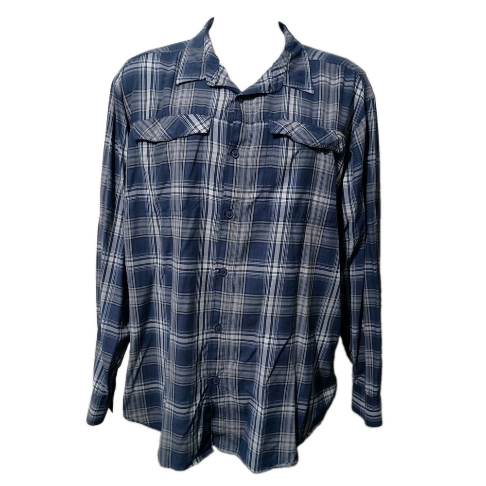 Columbia Omni Shade Shirt Men's Size 2XT Sun Protection Long Sleeve Roll Up Blue
